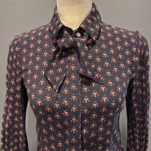 Brooks Brothers Floral Ditsy Print Button Up Blouse Top Size 4